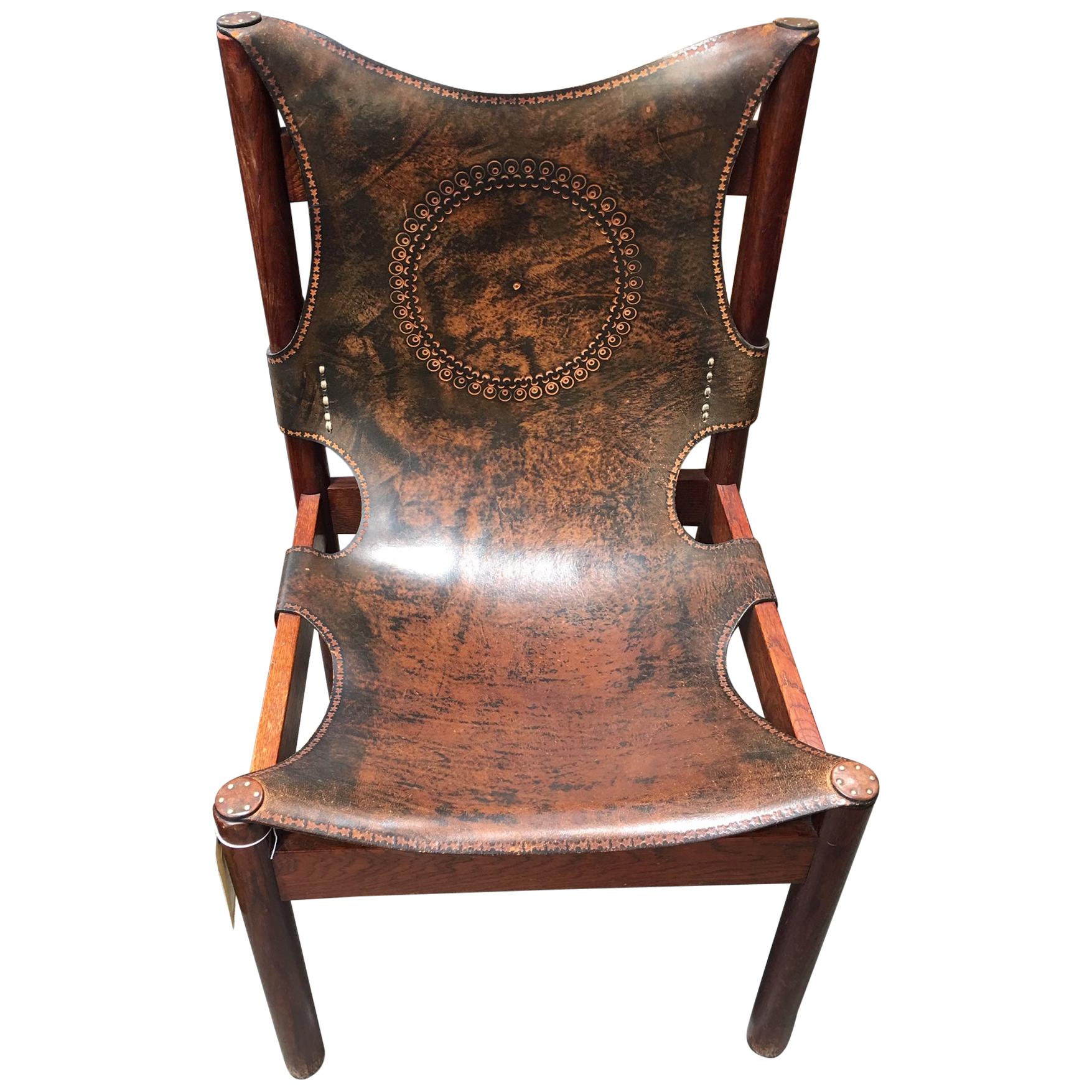 European Leather Embroidered Chair