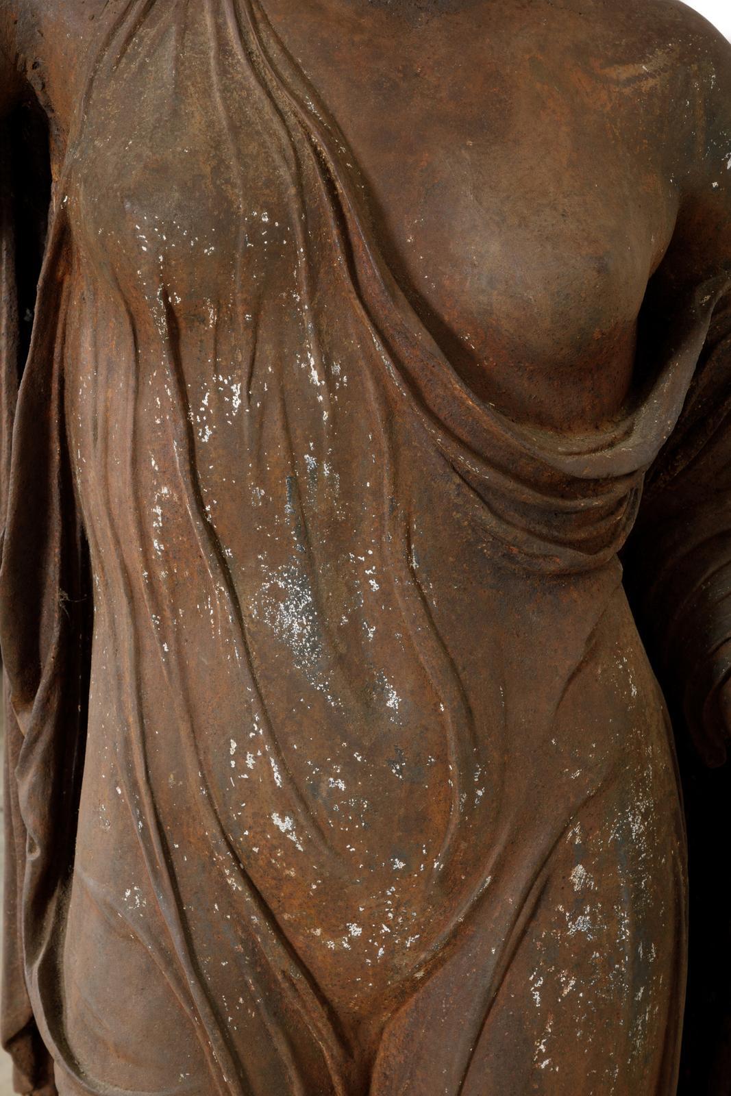 Classical Roman European Life Size Cast Iron Garden Statue of the Goddess Aphrodite For Sale