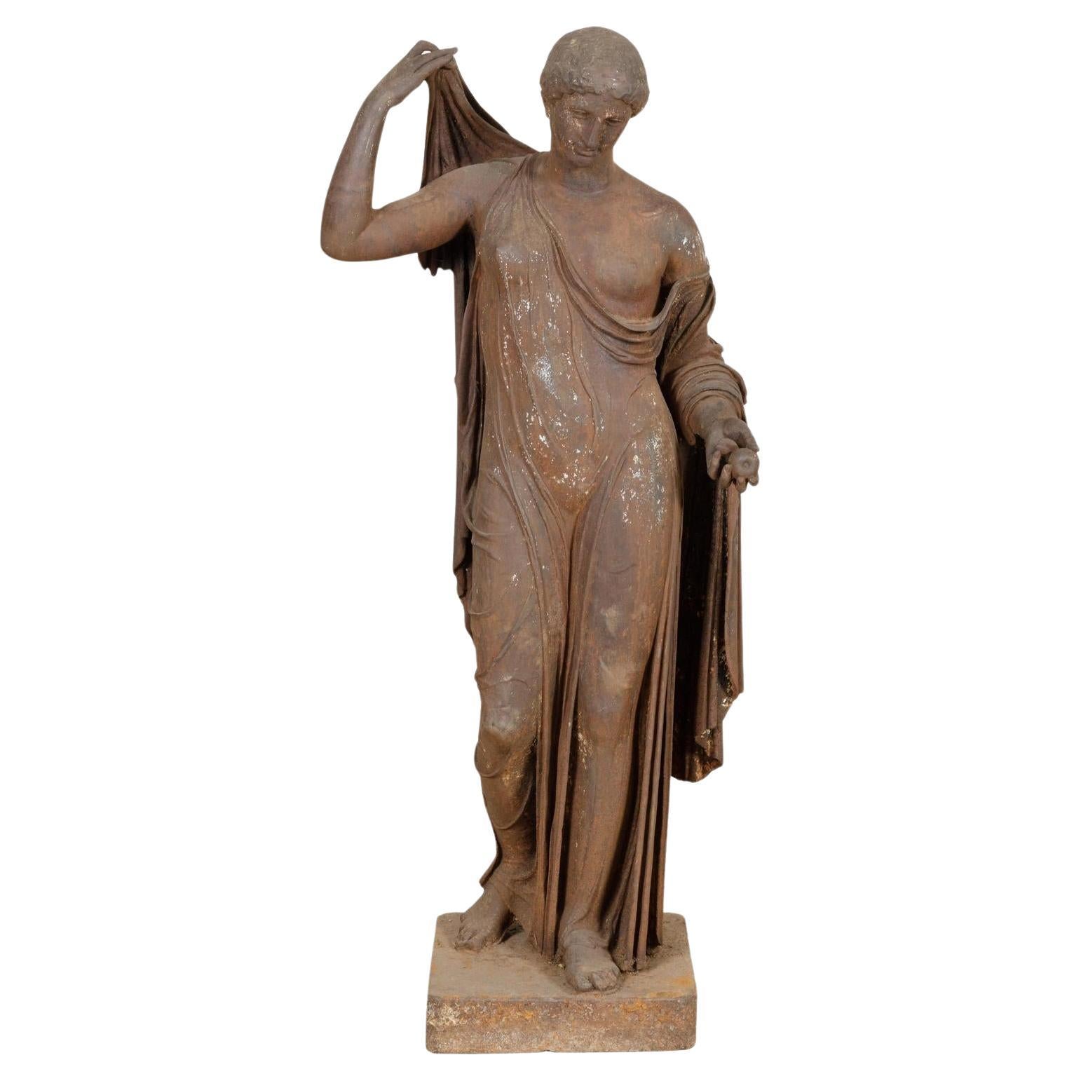 European Life Size Cast Iron Garden Statue of the Goddess Aphrodite For Sale