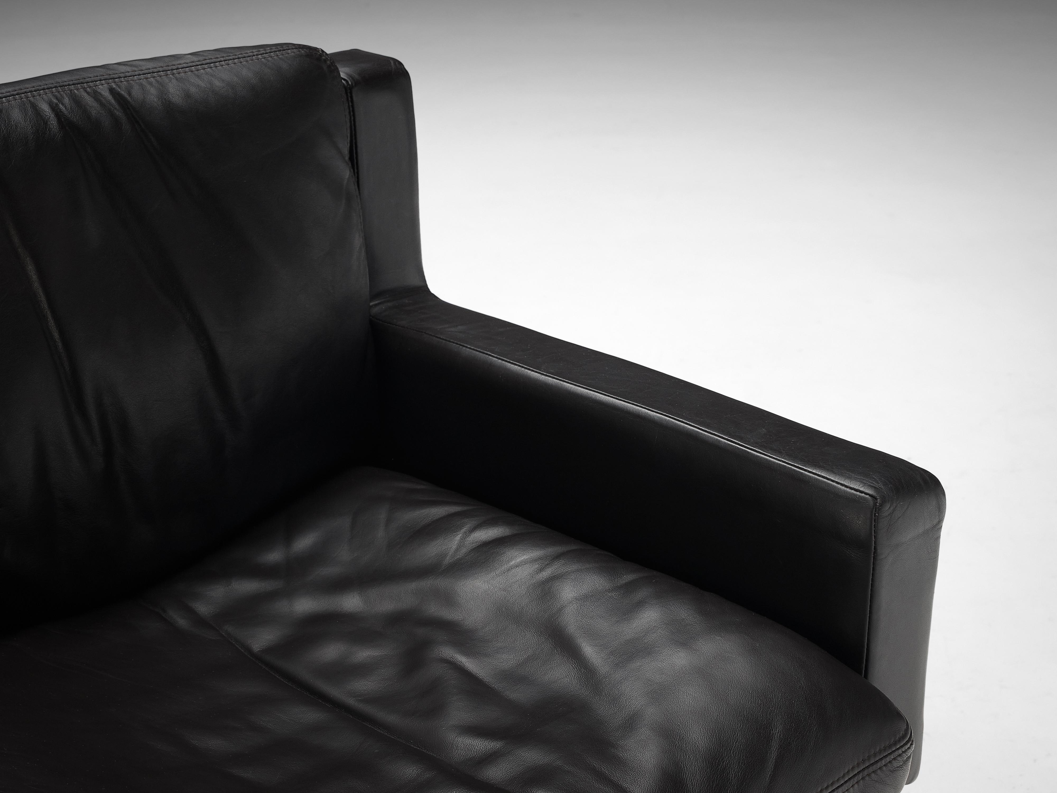 Post-Modern European Lounge Chair in Dark Brown Leather For Sale