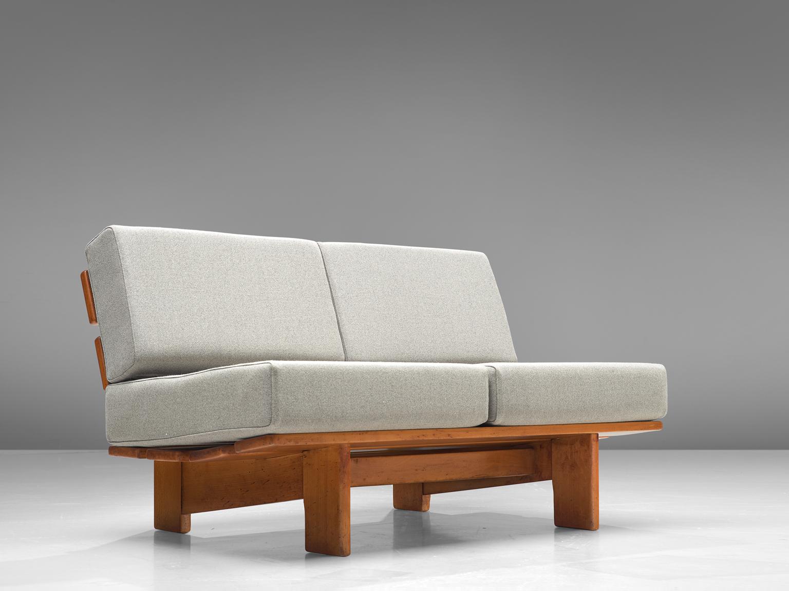 European Lounge Set in Oak with Grey Upholstery, 1950s 1