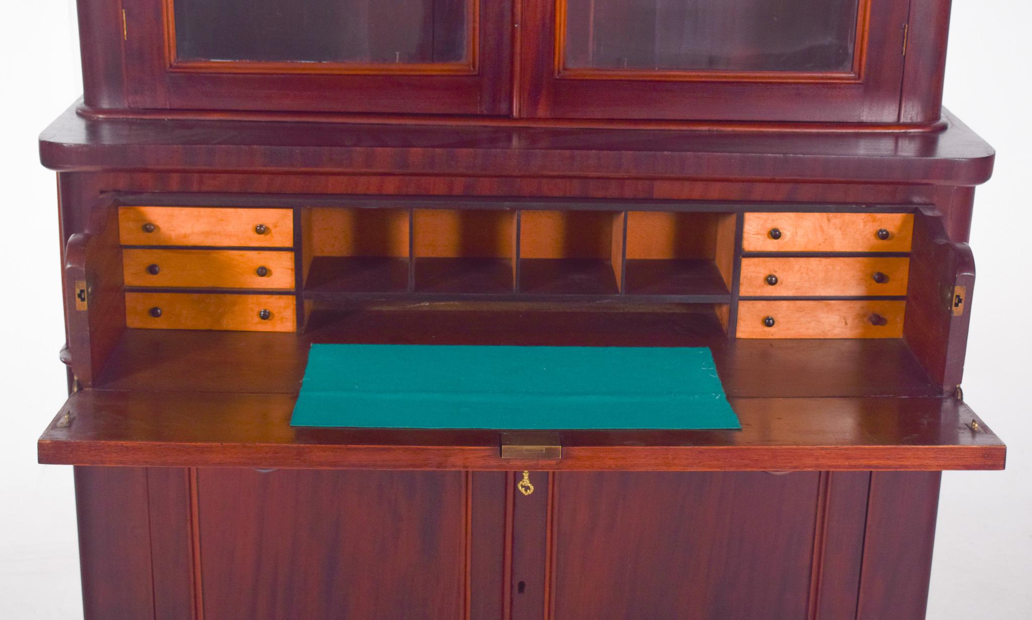 European Mahogany Bookcase with Desk For Sale 4