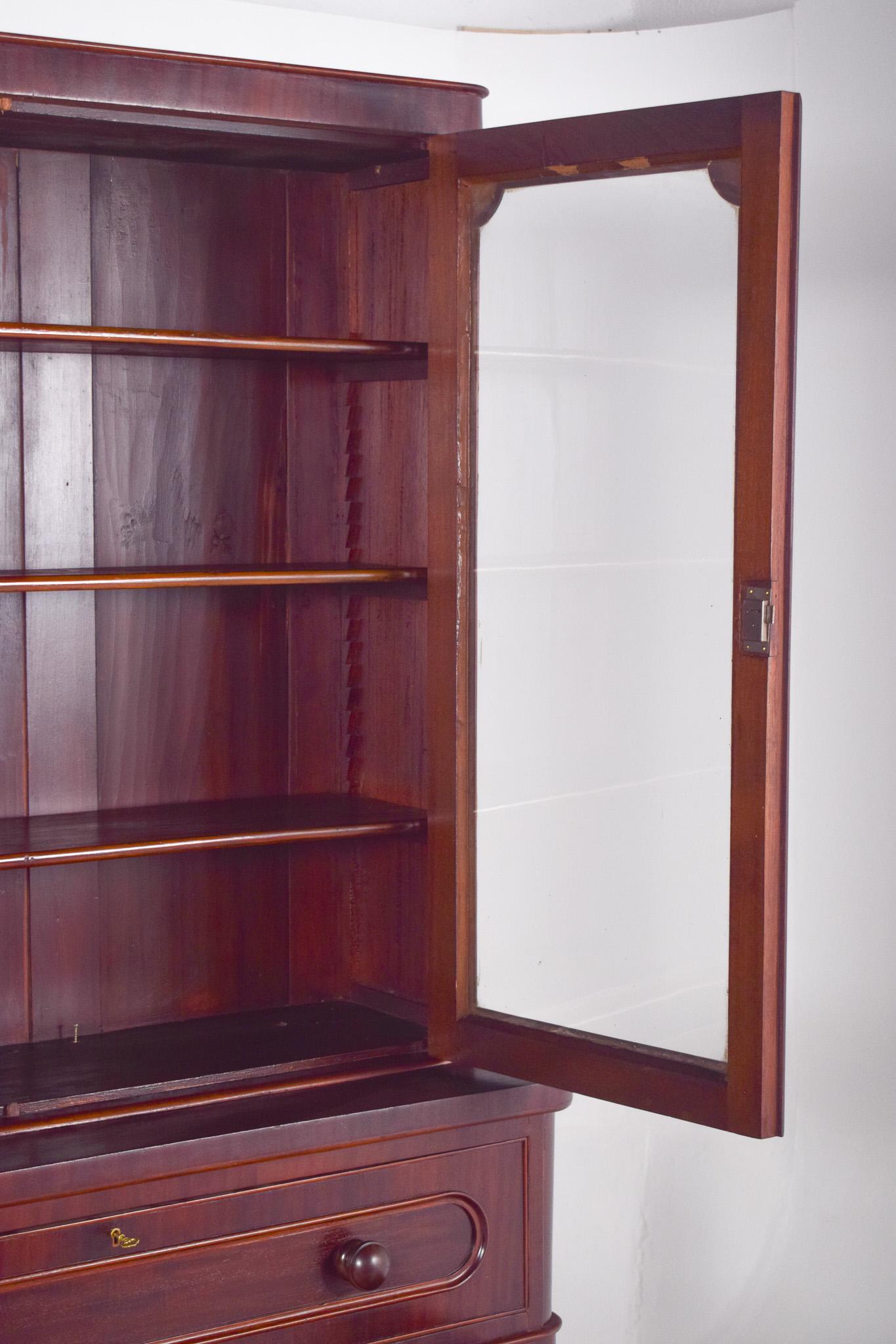 European Mahogany Bookcase with Desk For Sale 1