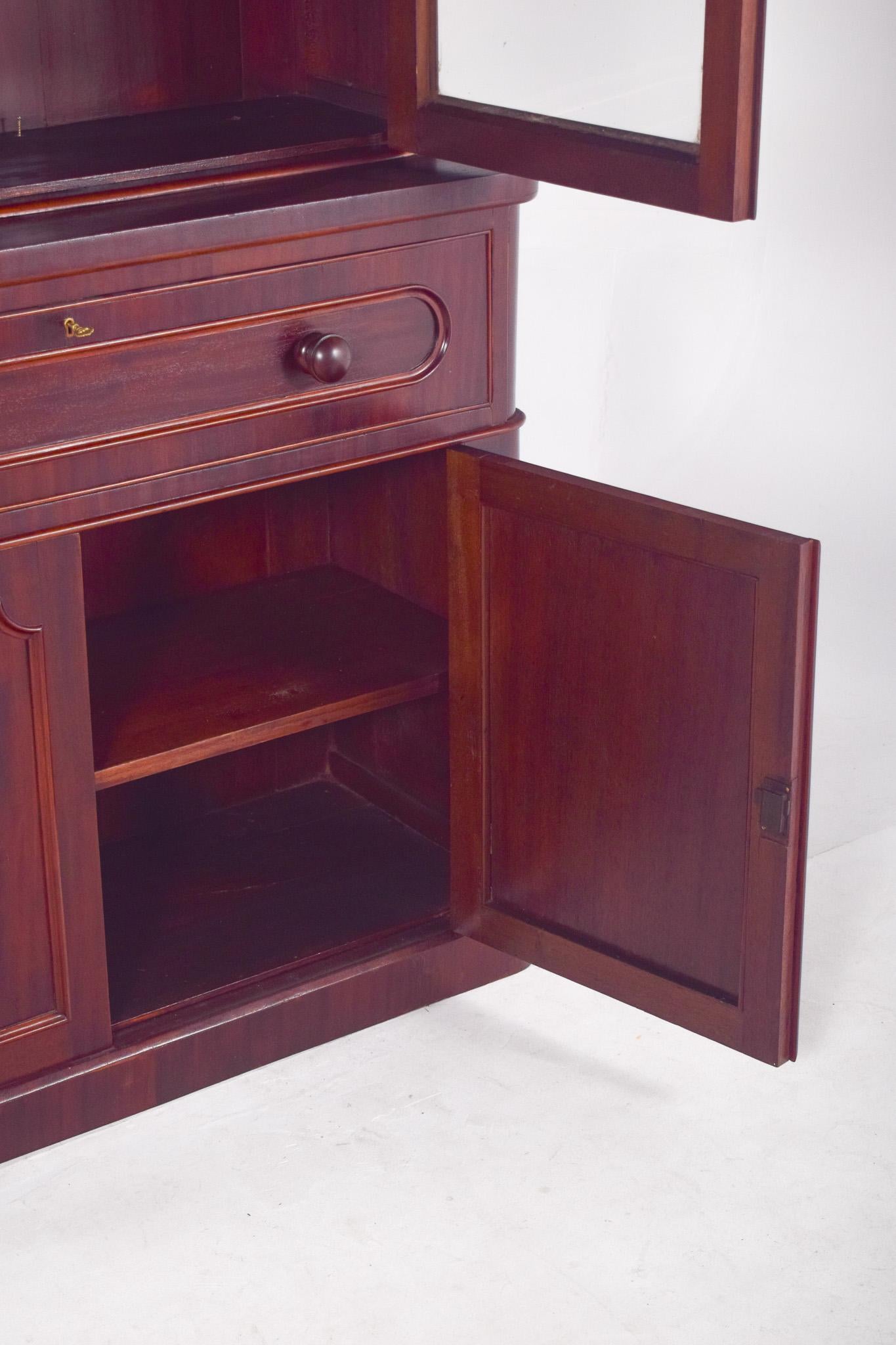 European Mahogany Bookcase with Desk For Sale 2