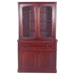 European Mahogany Bookcase with Desk