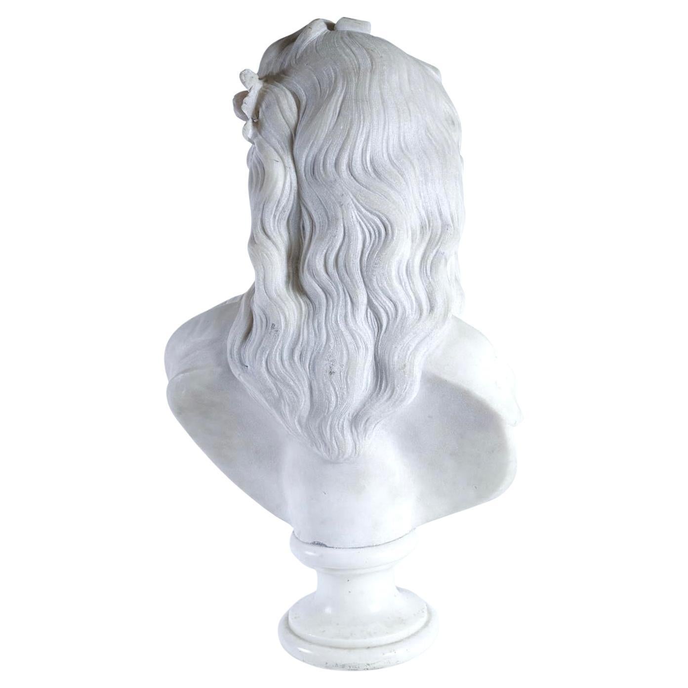 European Marble Bust of a Young Girl For Sale 4
