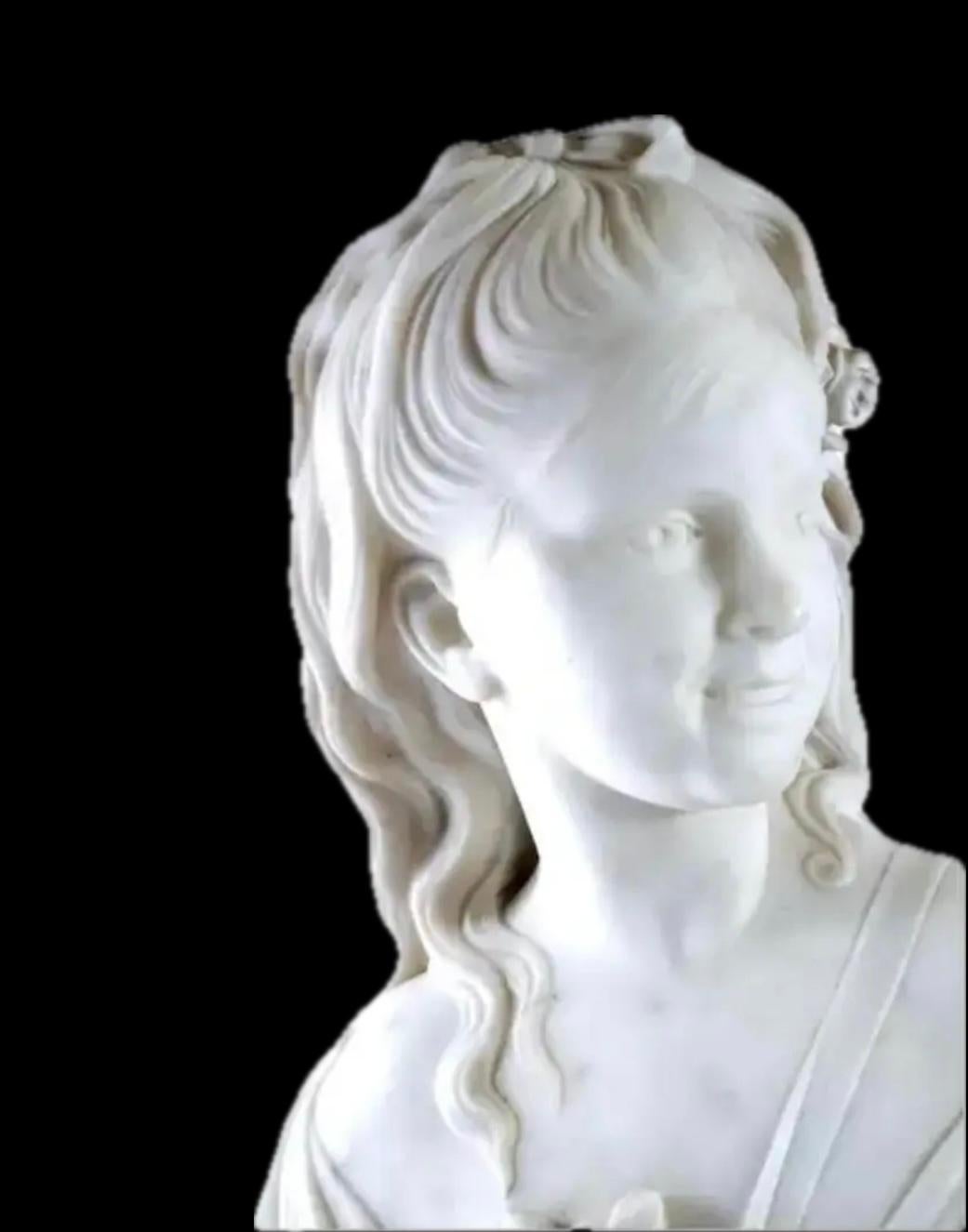European Marble Bust of a Young Girl For Sale 8