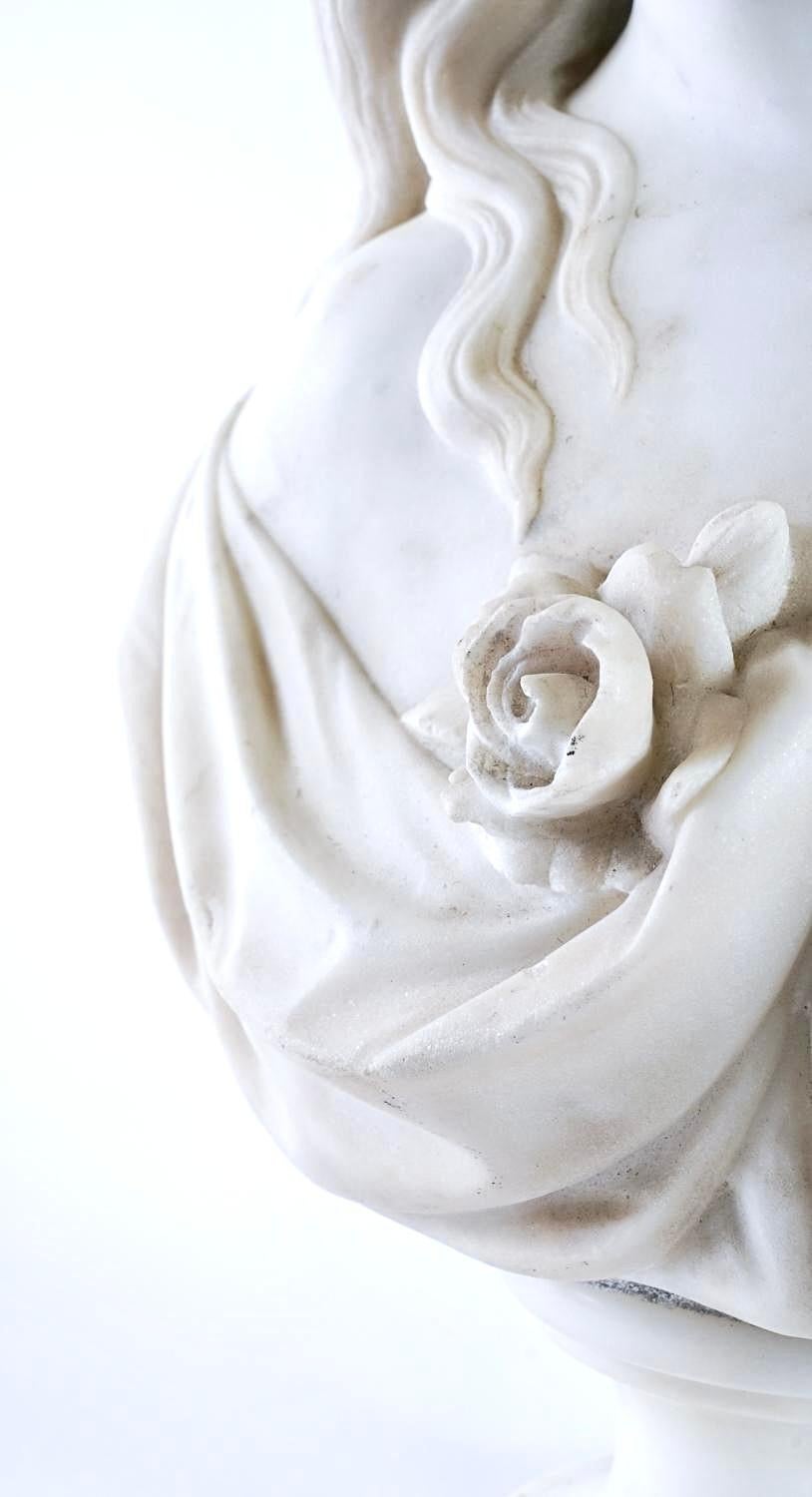 French European Marble Bust of a Young Girl For Sale