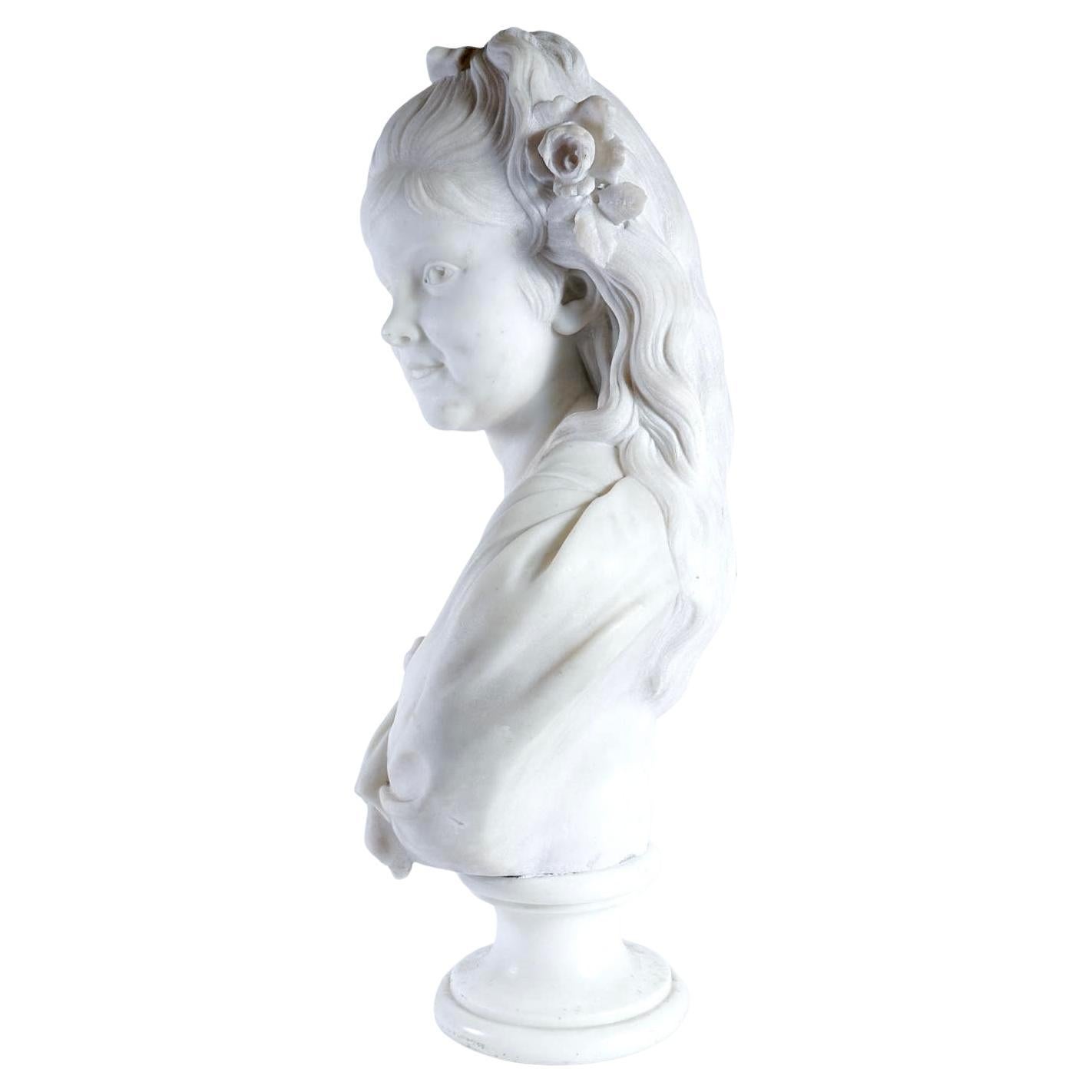 European Marble Bust of a Young Girl For Sale 2