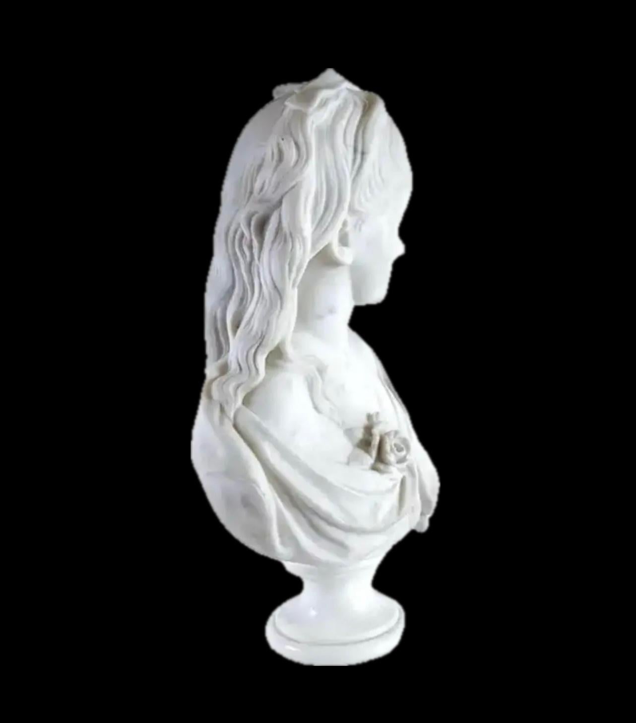 European Marble Bust of a Young Girl For Sale 3