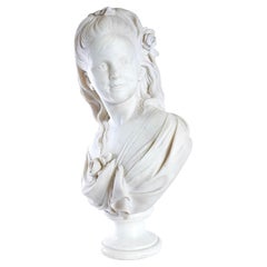 European Marble Bust of a Young Girl