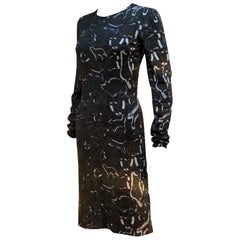 Sexy "Vestido Gato" de punto metálico europeo de Mary Katrantzou Talla mediana