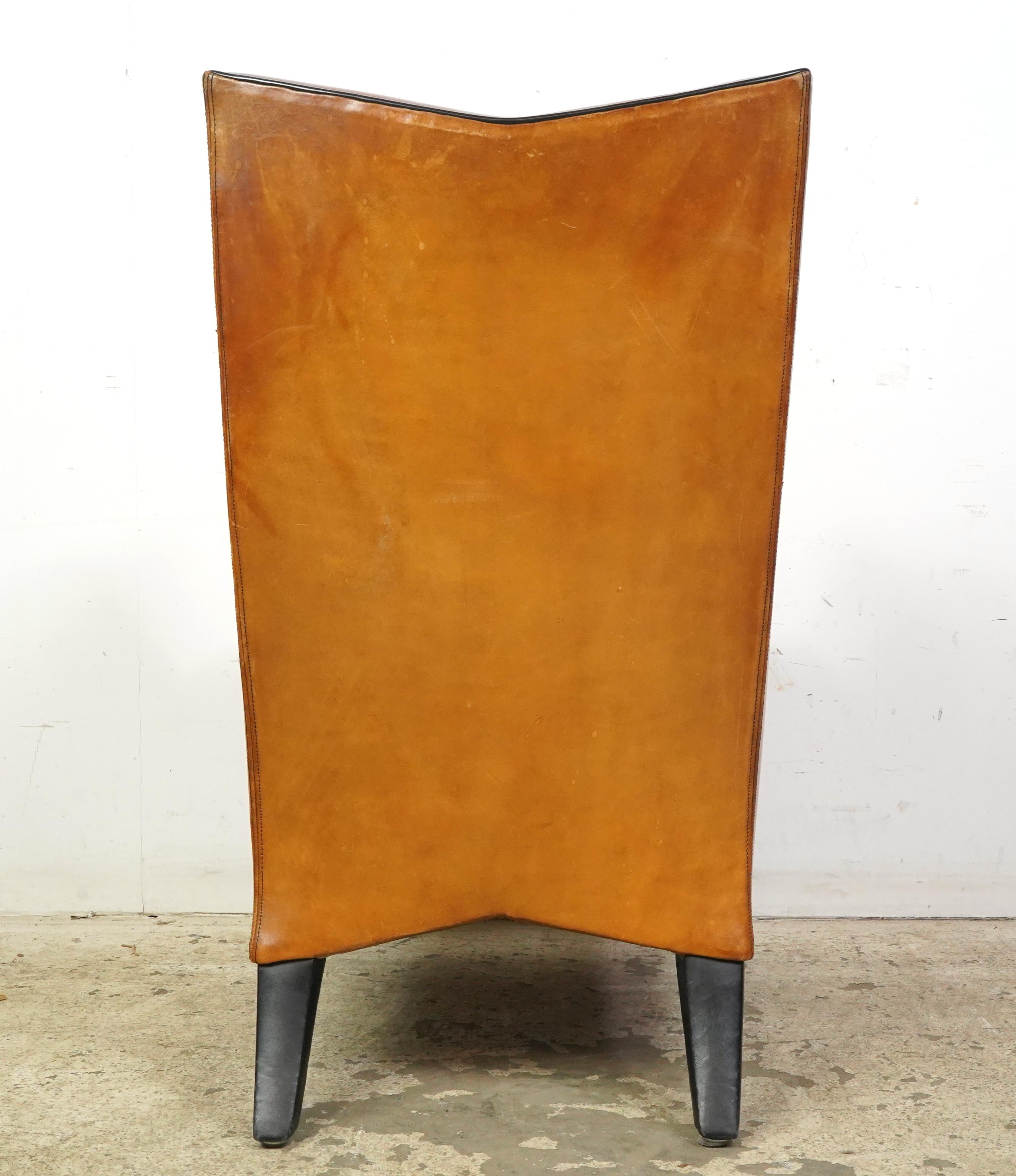 European Mid-Century Brown Leather Arm Dining Chairs For Sale 1