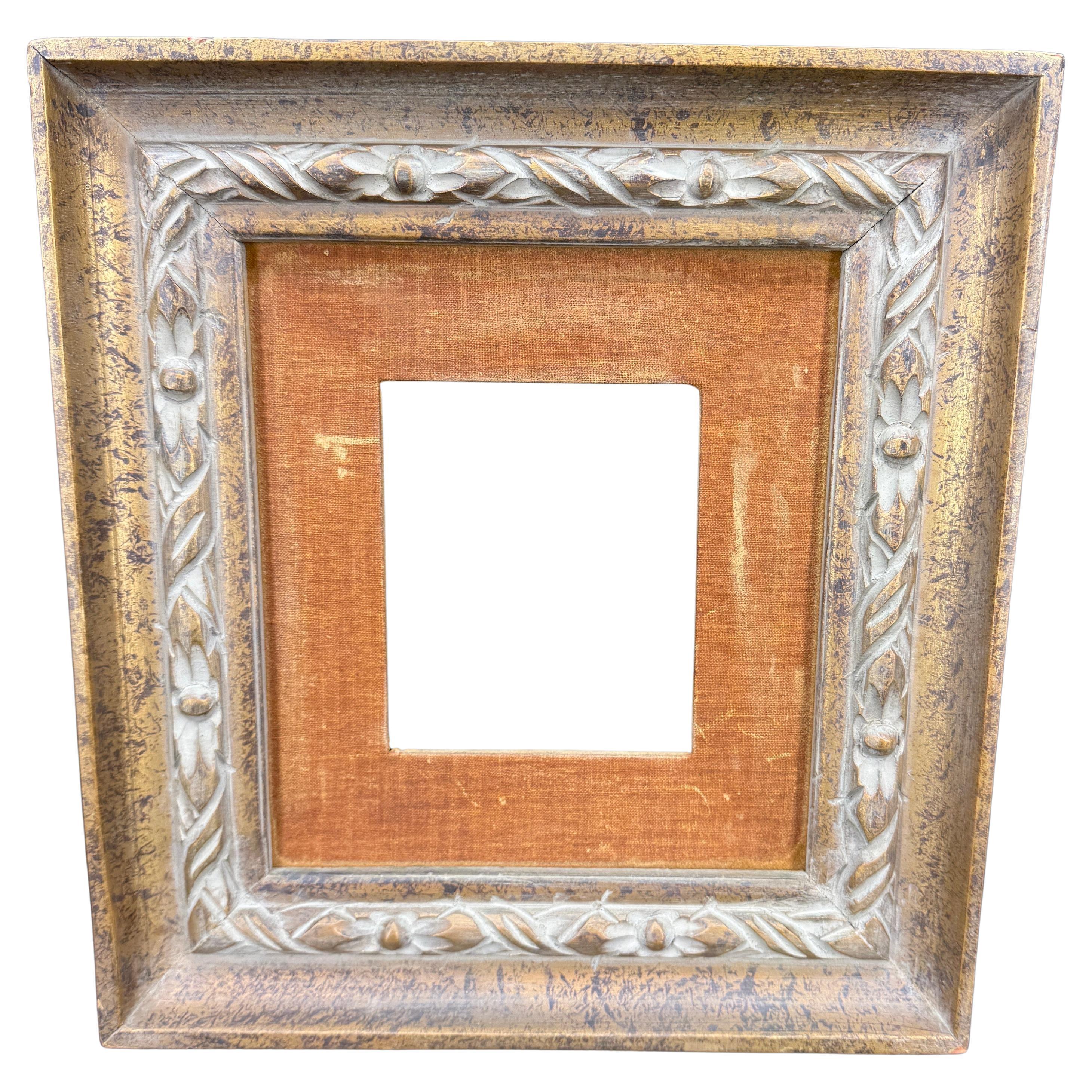 Europäische Mid-Century Gold vergoldet gemalt Wood Art Frame w Liner