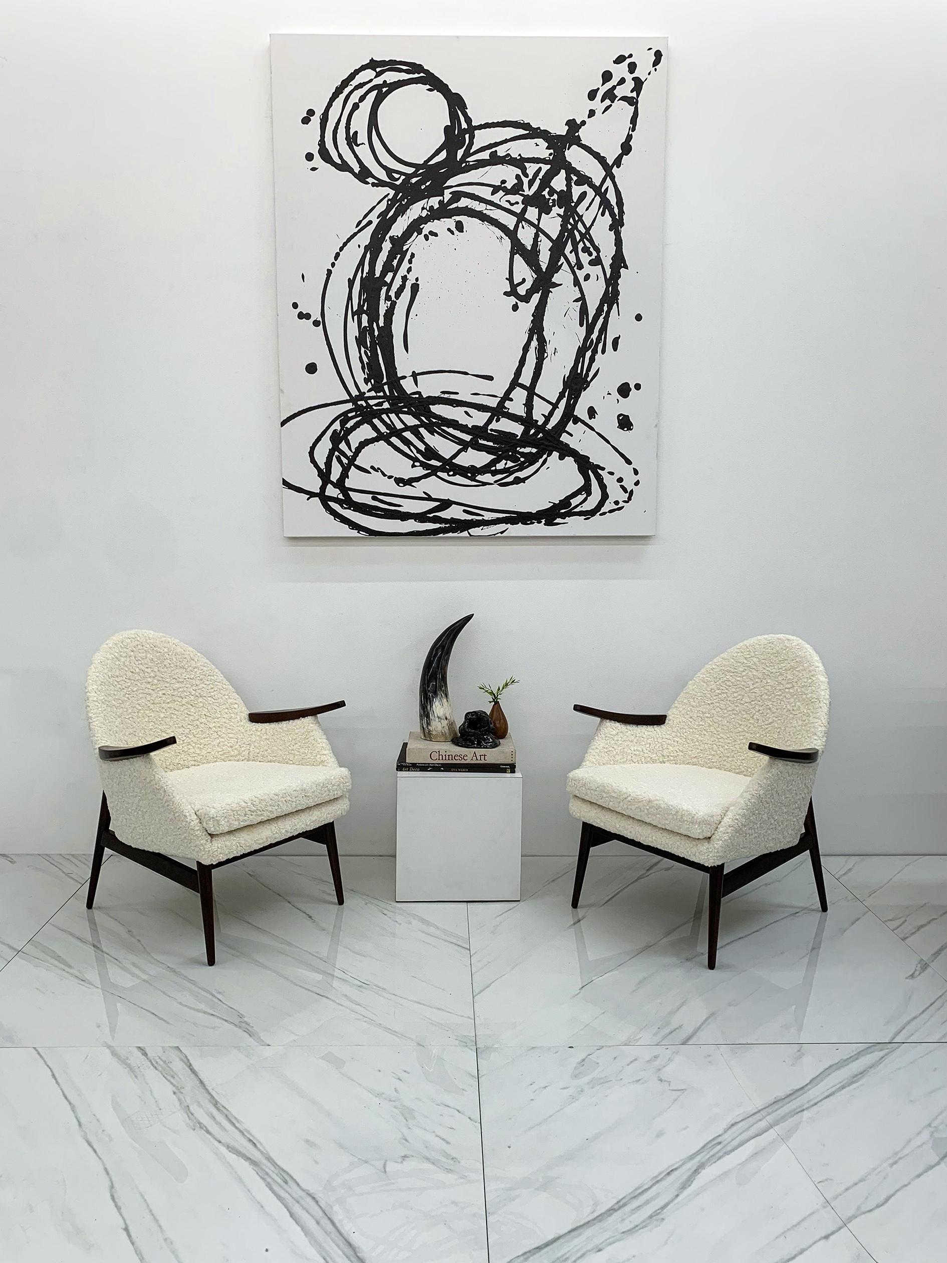 European Mid Century Lounge Chairs, a Pair, 1950's 1