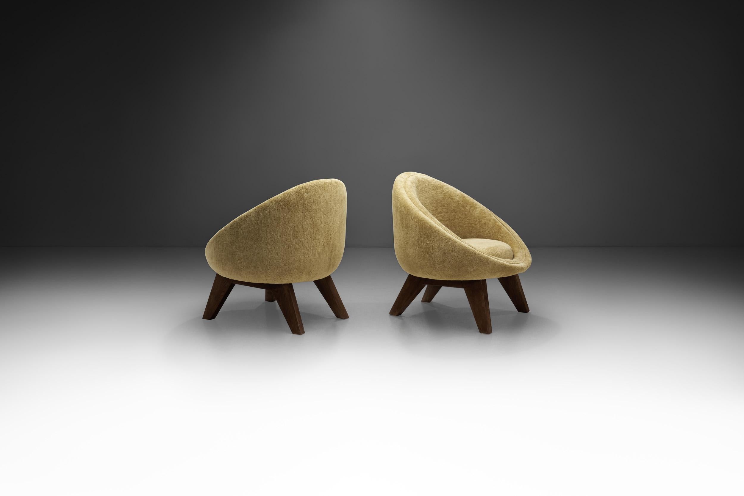 Fabric European Mid-Century Modern Accent Chairs, Europe, 1960s For Sale