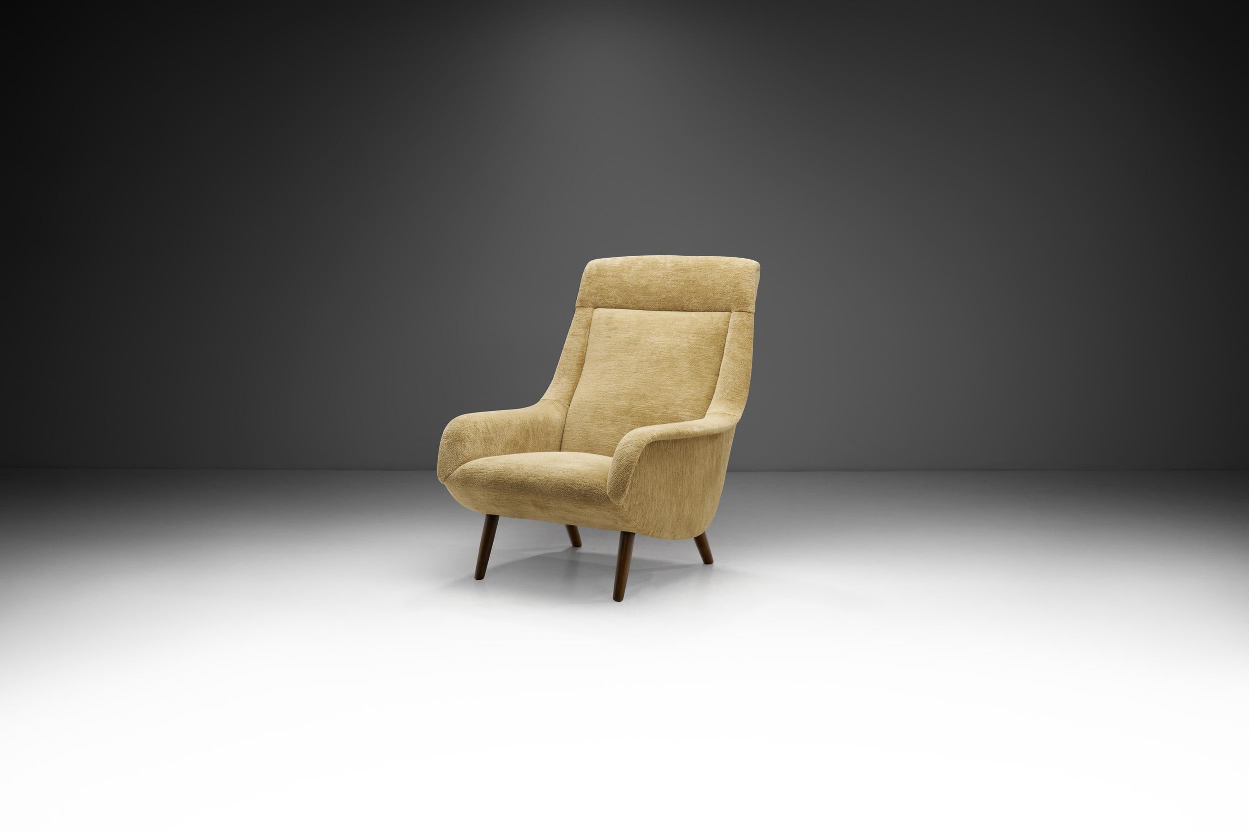 Like Marco Zanuso’s similar “Lady” armchair or Alf Svensson’s “Capri”, and Bengt Ruda’s “Ombord”, this gentle and stylish silhouette hasn’t seen a decline in popularity since the mid-century era. What unites these European models are the