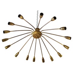 European Mid-Century Modern Metal Spider Chandelier