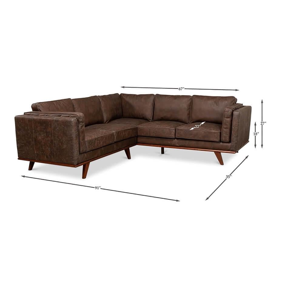 European Mid Century Style Leather Sectional Sofa 3