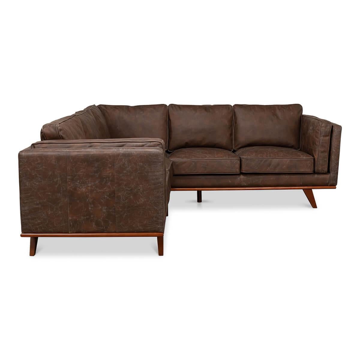 mid century leather sectional