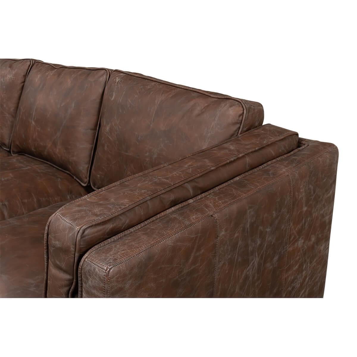 European Mid Century Style Leather Sofa 3