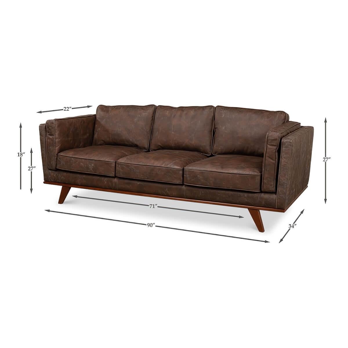 European Mid Century Style Leather Sofa 4