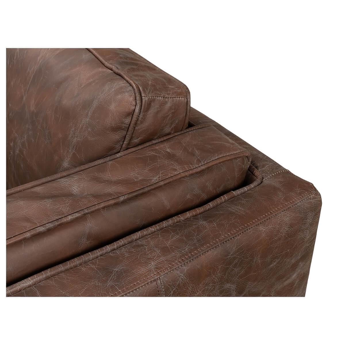 European Mid Century Style Leather Sofa 1