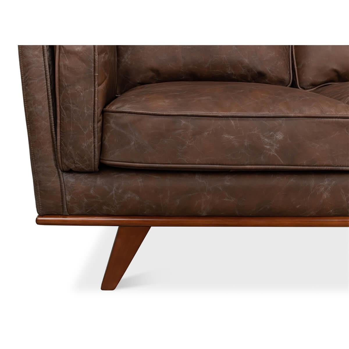 European Mid Century Style Leather Sofa 2
