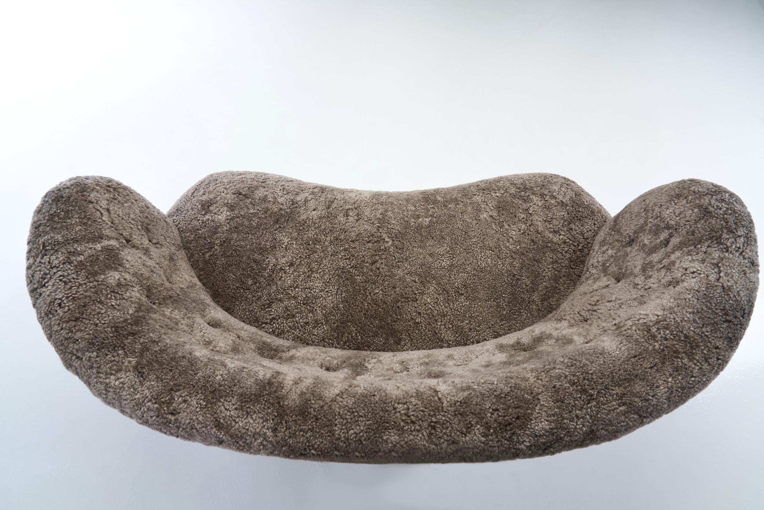 European Mid-Century Upholstered Crescent Sofa, Europe, ca 1950s For Sale 3
