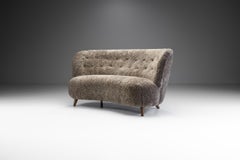 European Mid-Century Upholstered Crescent Sofa, Europe, ca 1950s