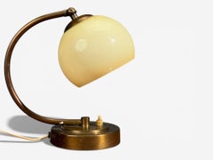 European Modern, Desk Lamp, Brass, Glass, Europe, 1970s
