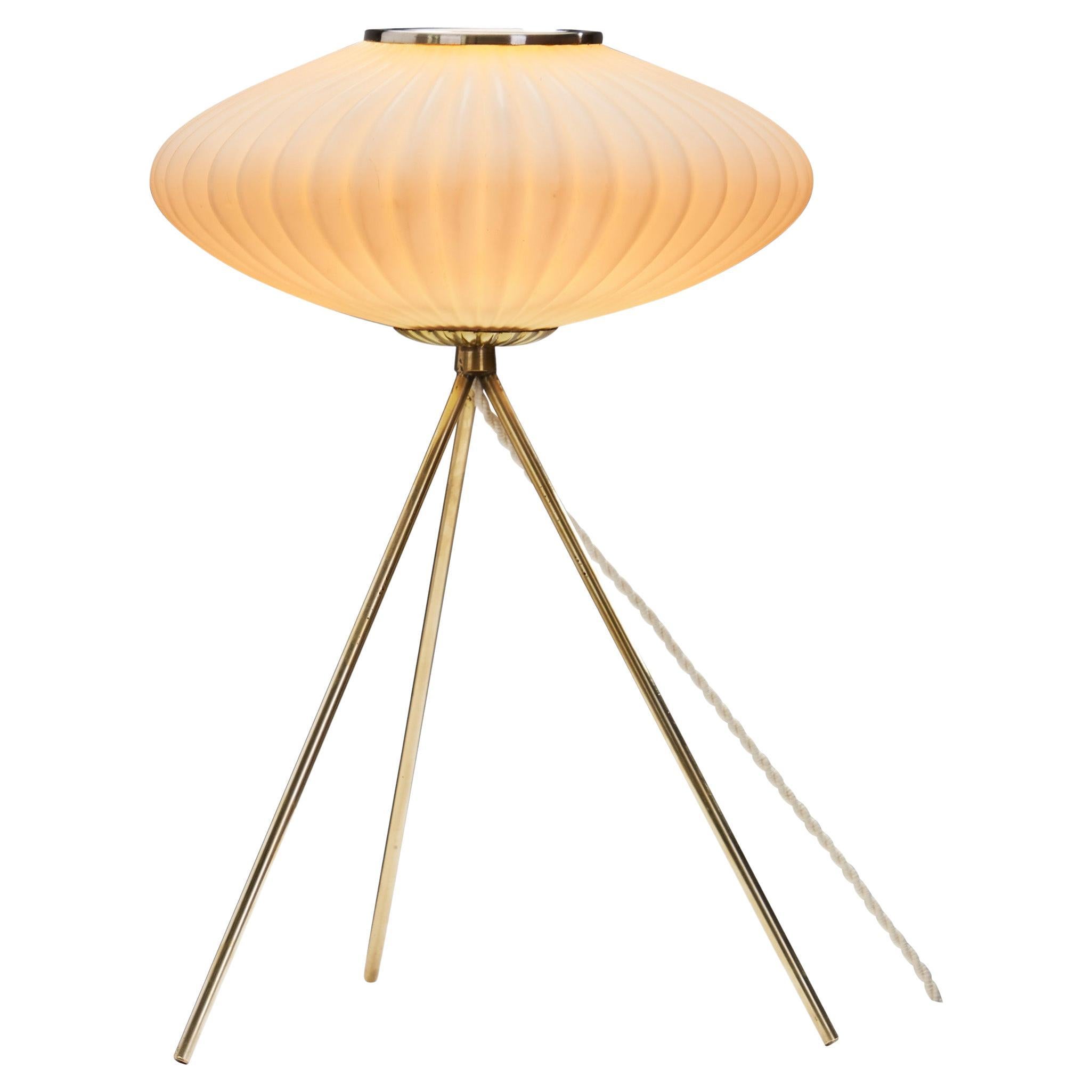 European Modern Tripod Table Lamp with Opal Glass Shade, Europe 1960s For Sale
