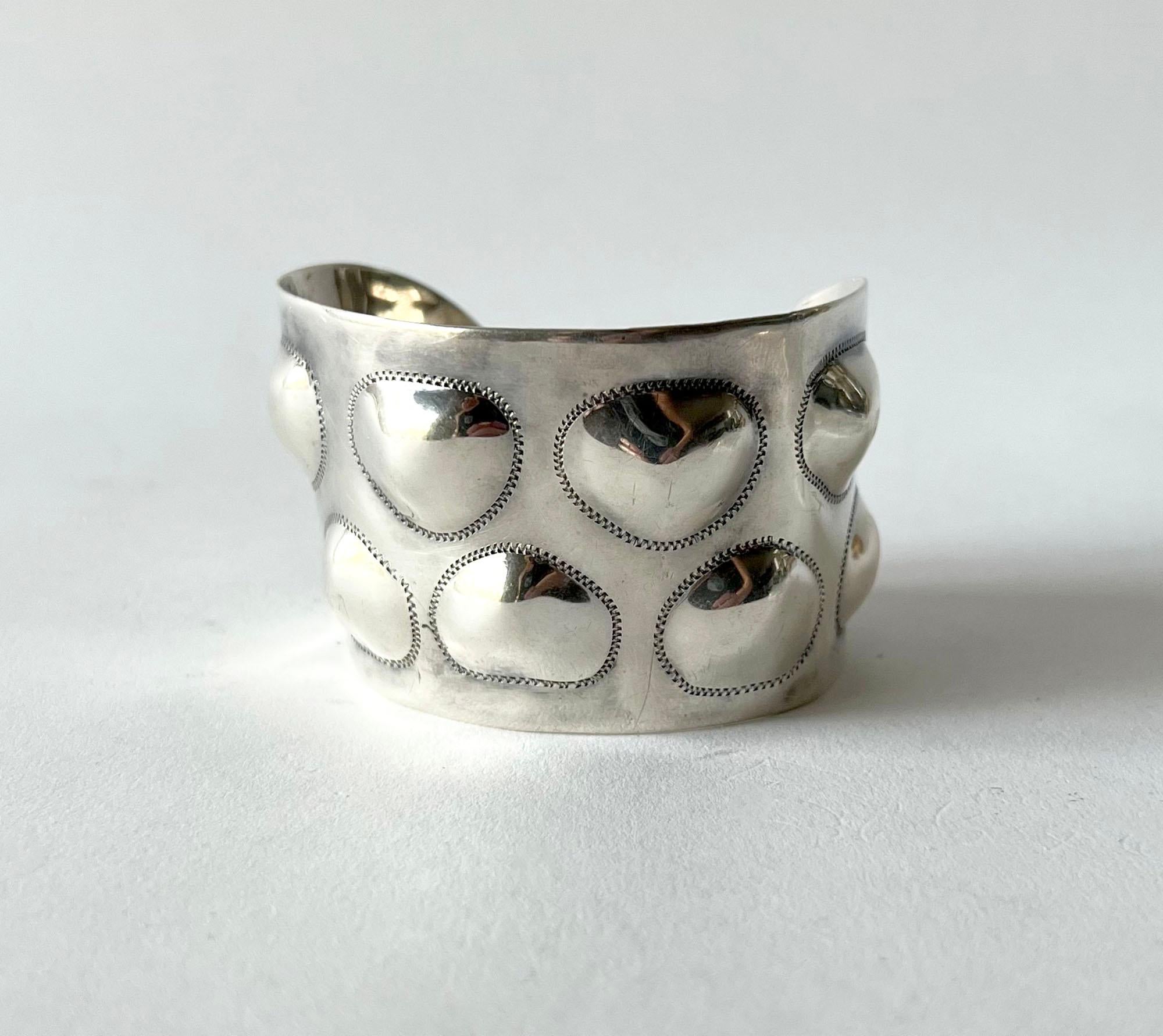 European modernist sterling silver cuff circa 1970 or 1980's, unknown maker.  Cuff measures 2
