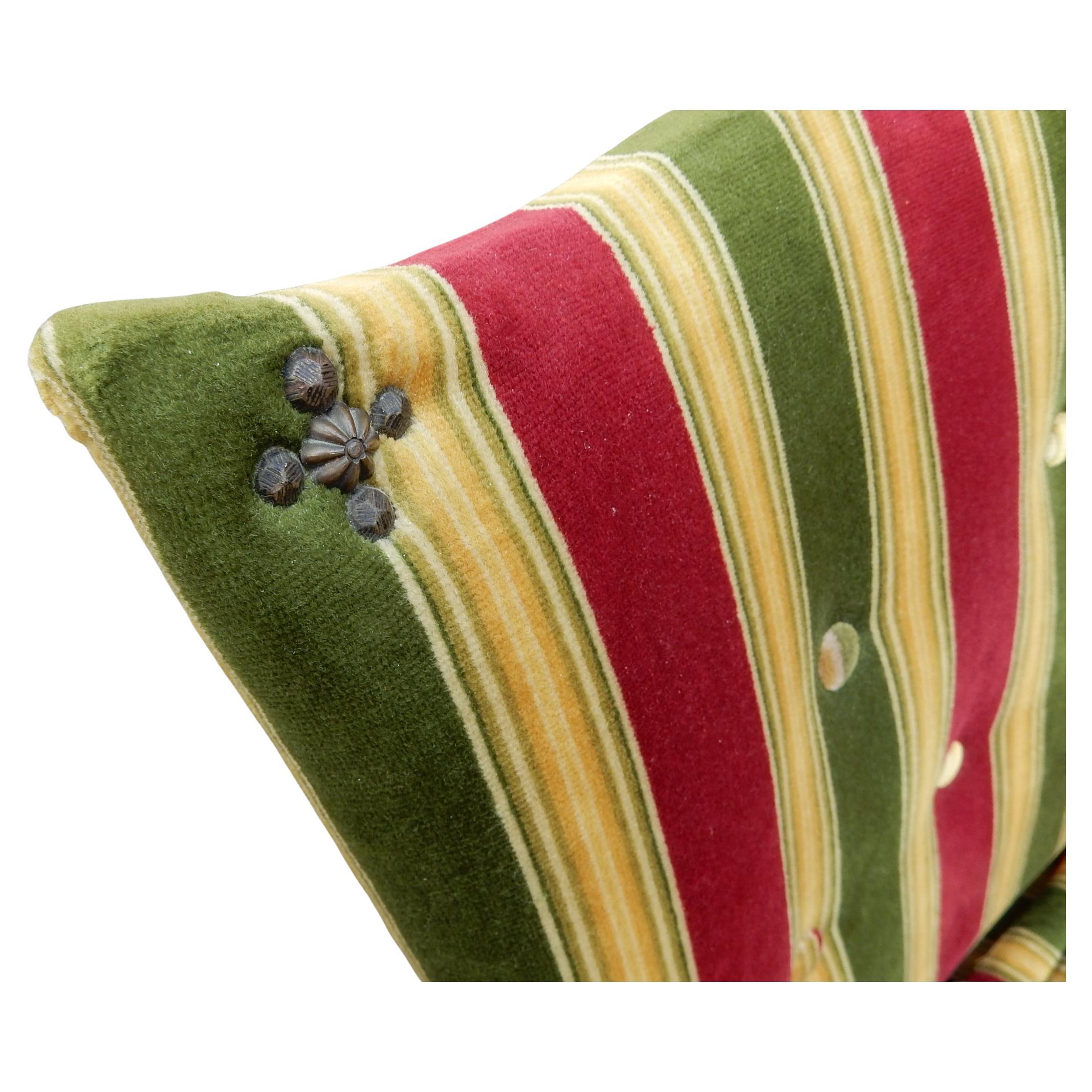 European Napoleon III Striped Velvet & Fringe Boudoir Chair in vendita 2