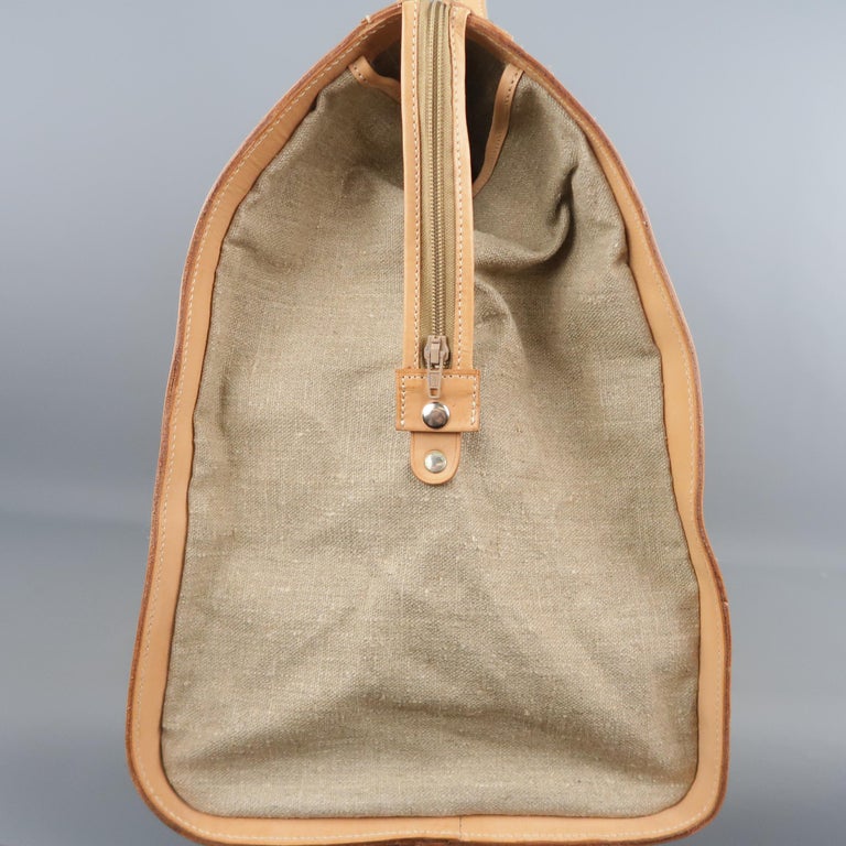EUROPEAN NATURAL LEATHER BAGS Canvas and Leather Weekender Bag at