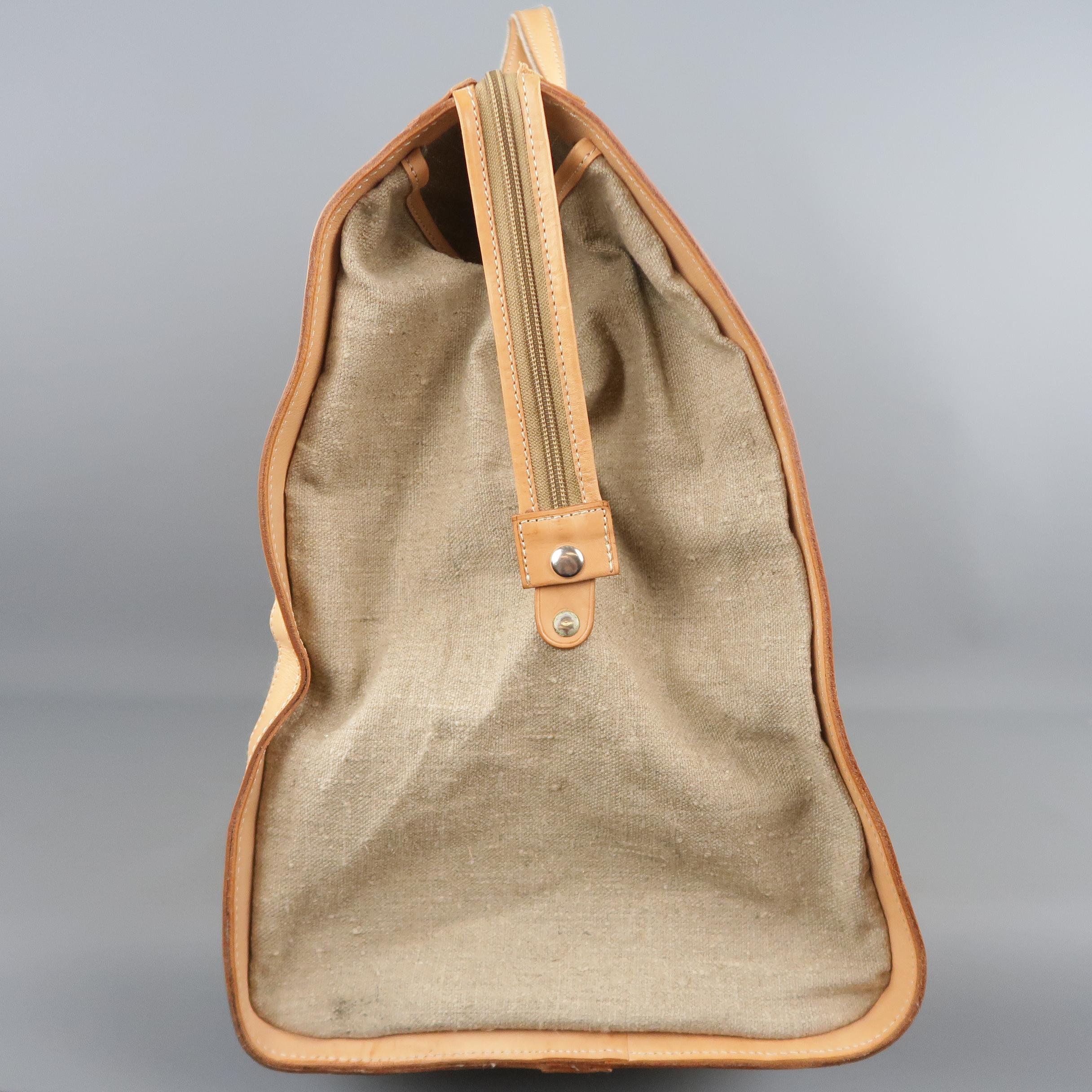 EUROPEAN NATURAL LEATHER BAGS Canvas & Leather Weekender Bag 1