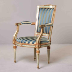 European Neoclassical Painted & Parcel-Gilt Armchair, Late 18th Century