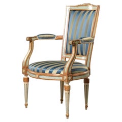 European Neoclassical Painted & Parcel-Gilt Armchair, Late 18th Century
