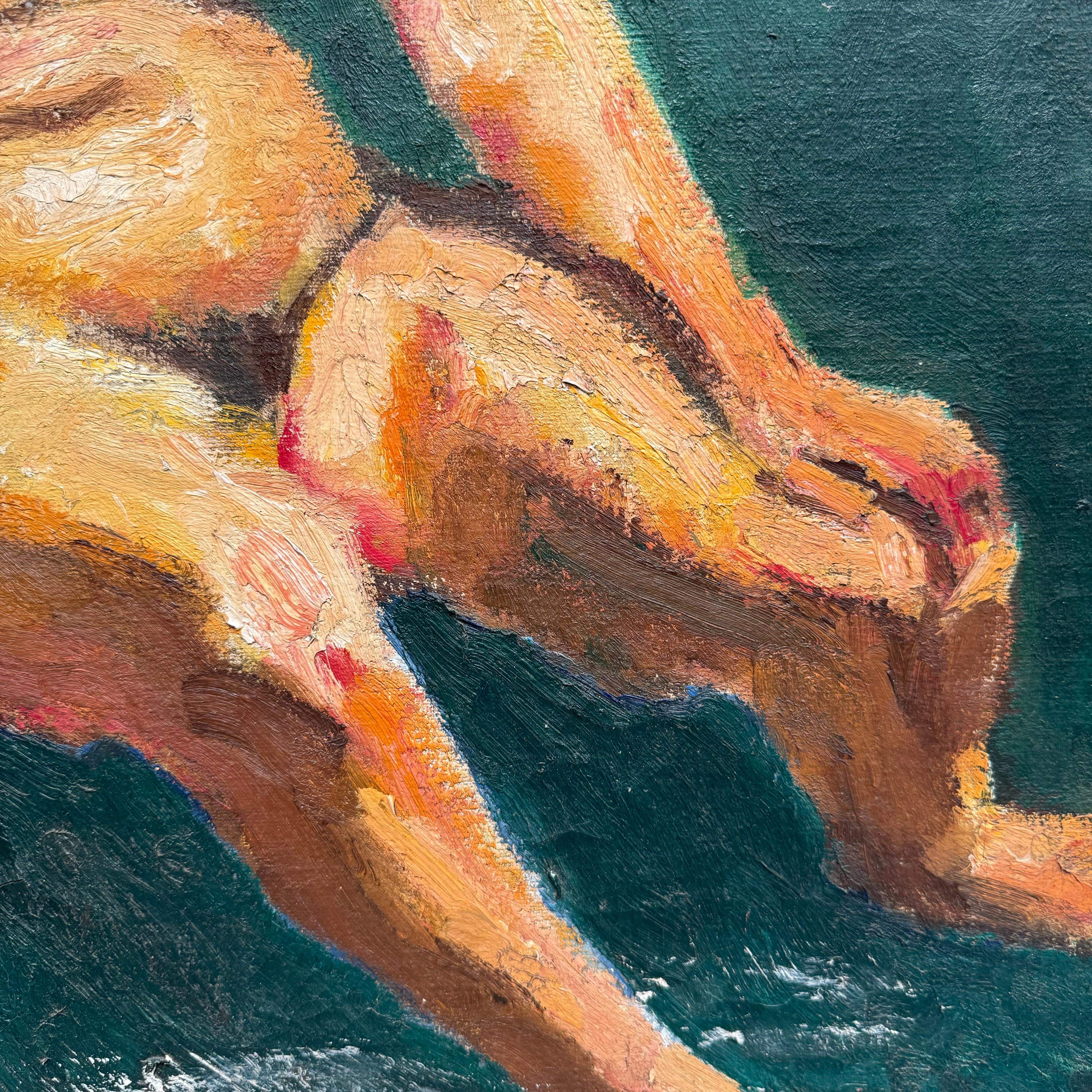 1930s European nude portrait oil on canvas