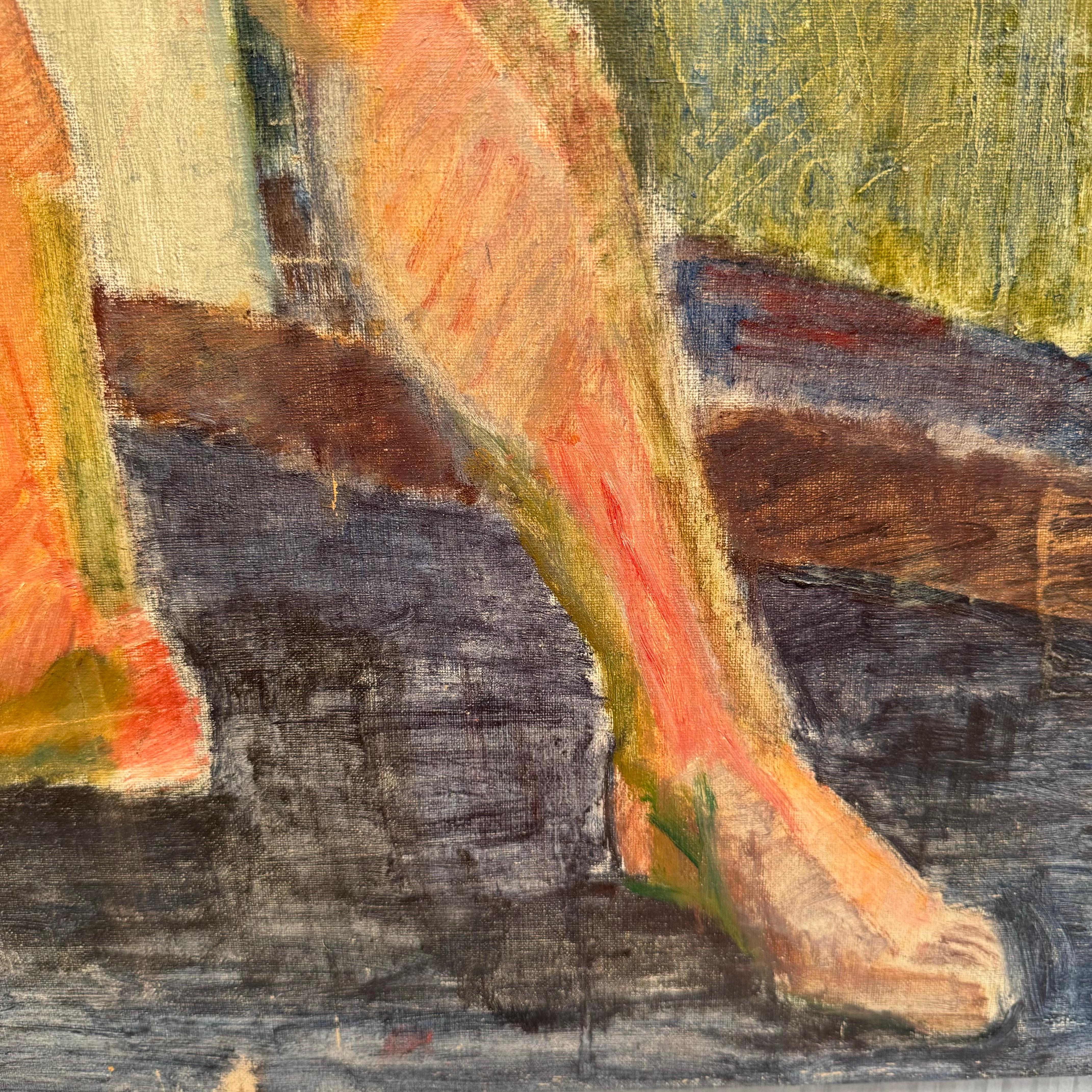 Hand-Painted European Nude Portrait Painting For Sale