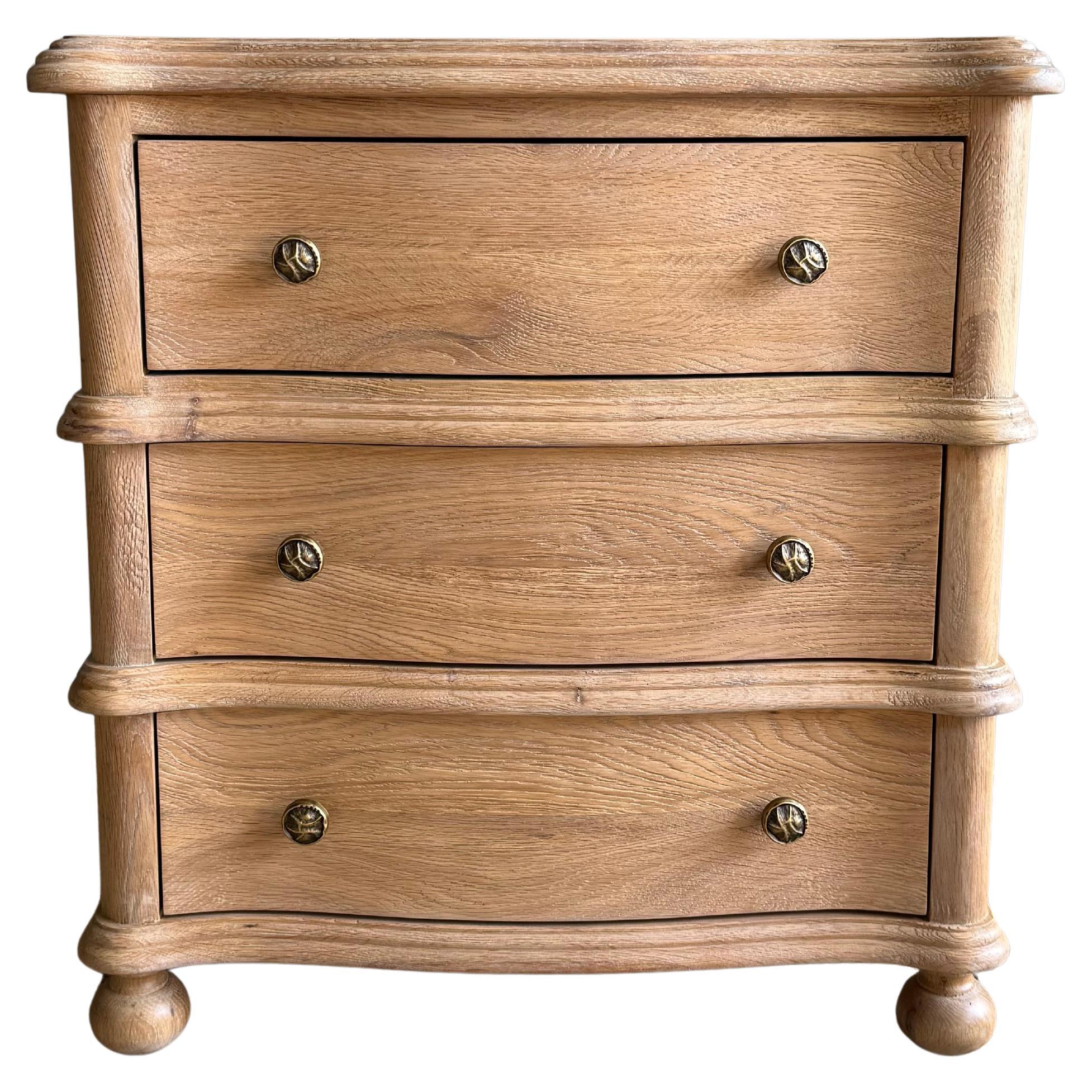 European Oak Night Stand with 3 Drawers