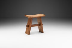 European Oak Stool with Tenon and Dowel Joinery, Europe late 20th Century