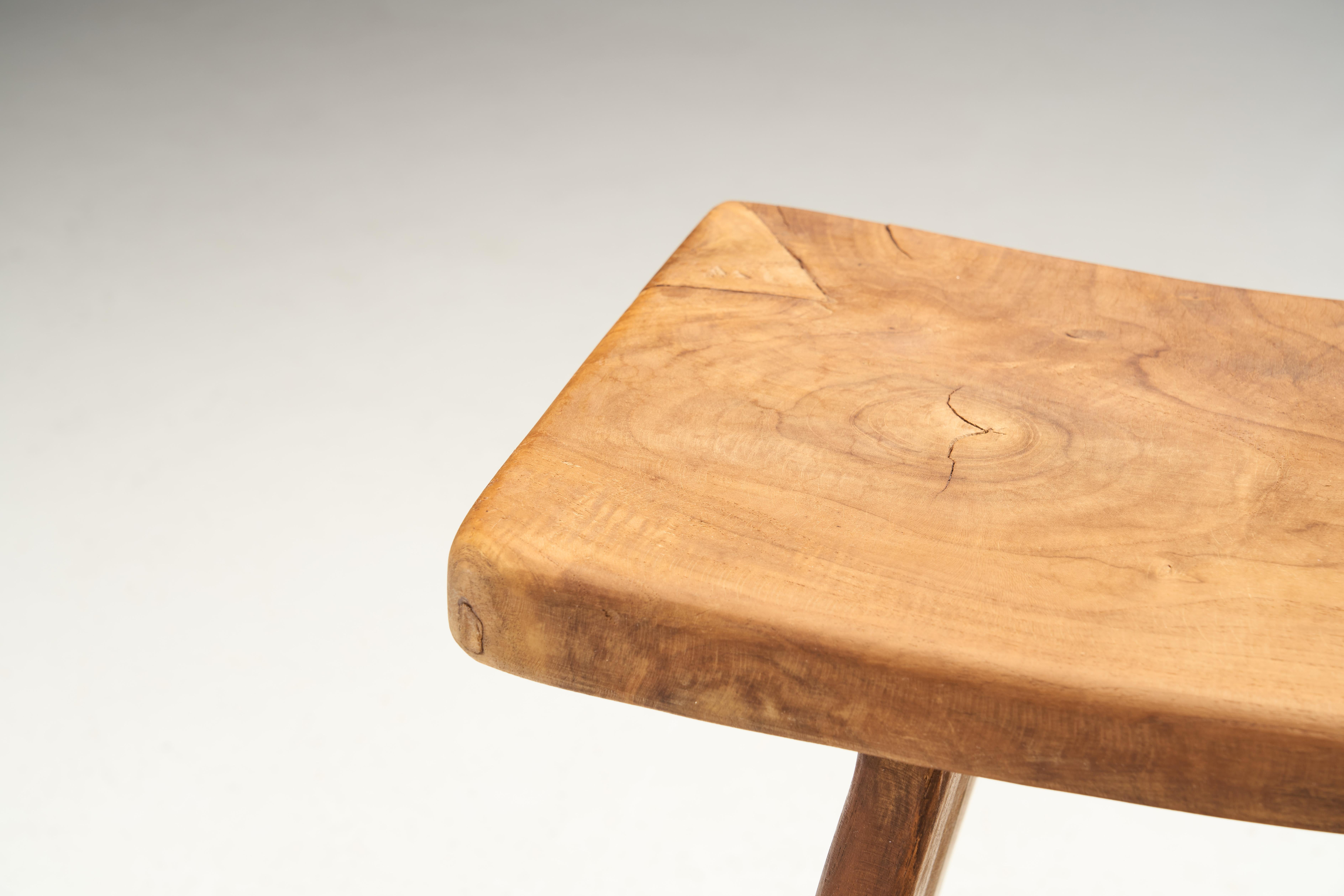 European Oak Stool with Tenon and Dowel Joinery, Europe late 20th Century 3