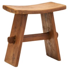 European Oak Stool with Tenon and Dowel Joinery, Europe late 20th Century