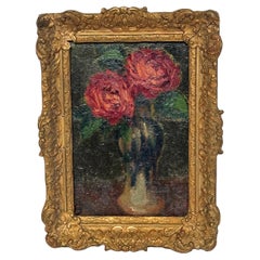 European Oil on Board Floral Gilt Framed Artwork
