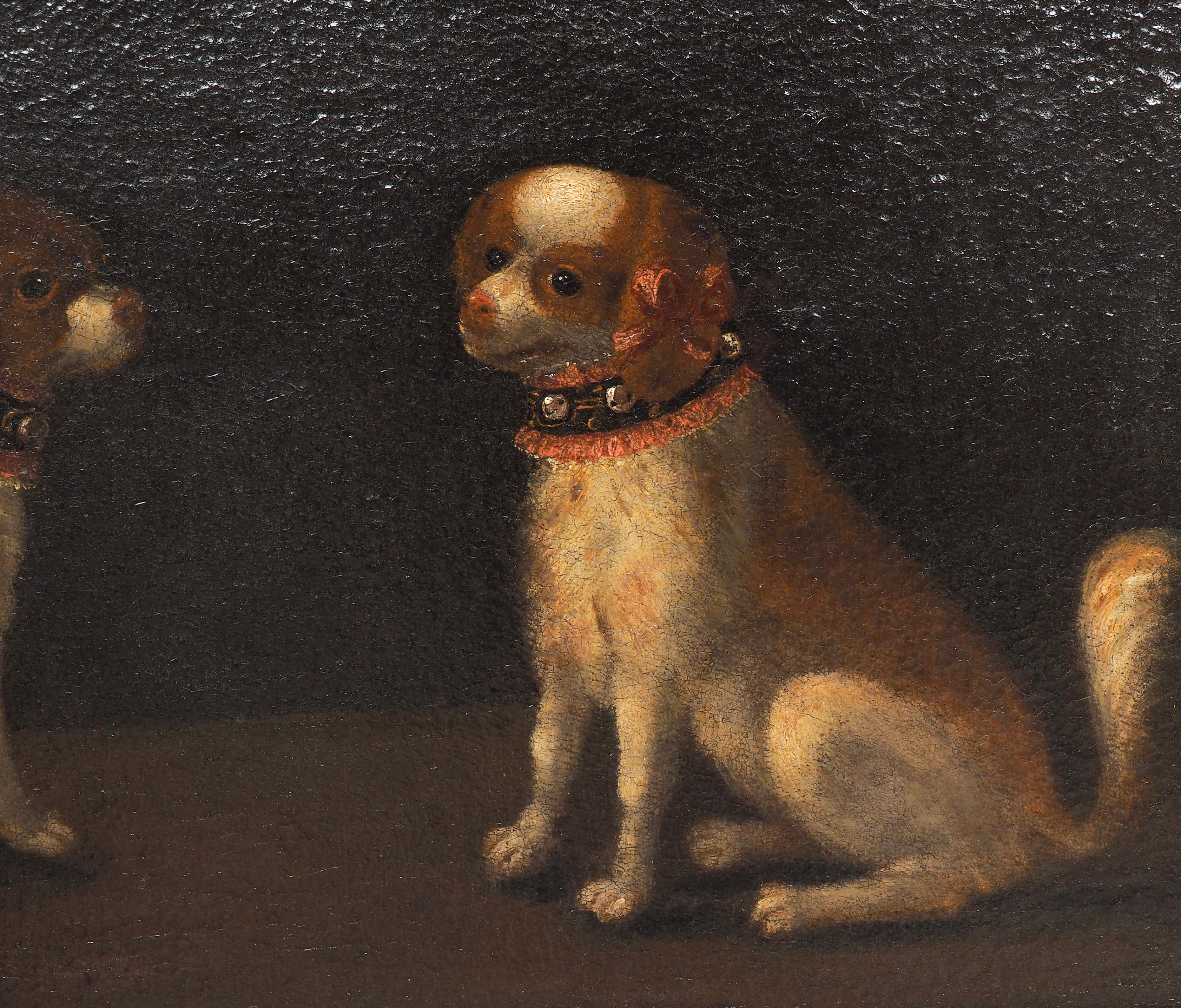 Europäisches Ölgemälde auf Leinwand von zwei Spaniels (Handbemalt) im Angebot