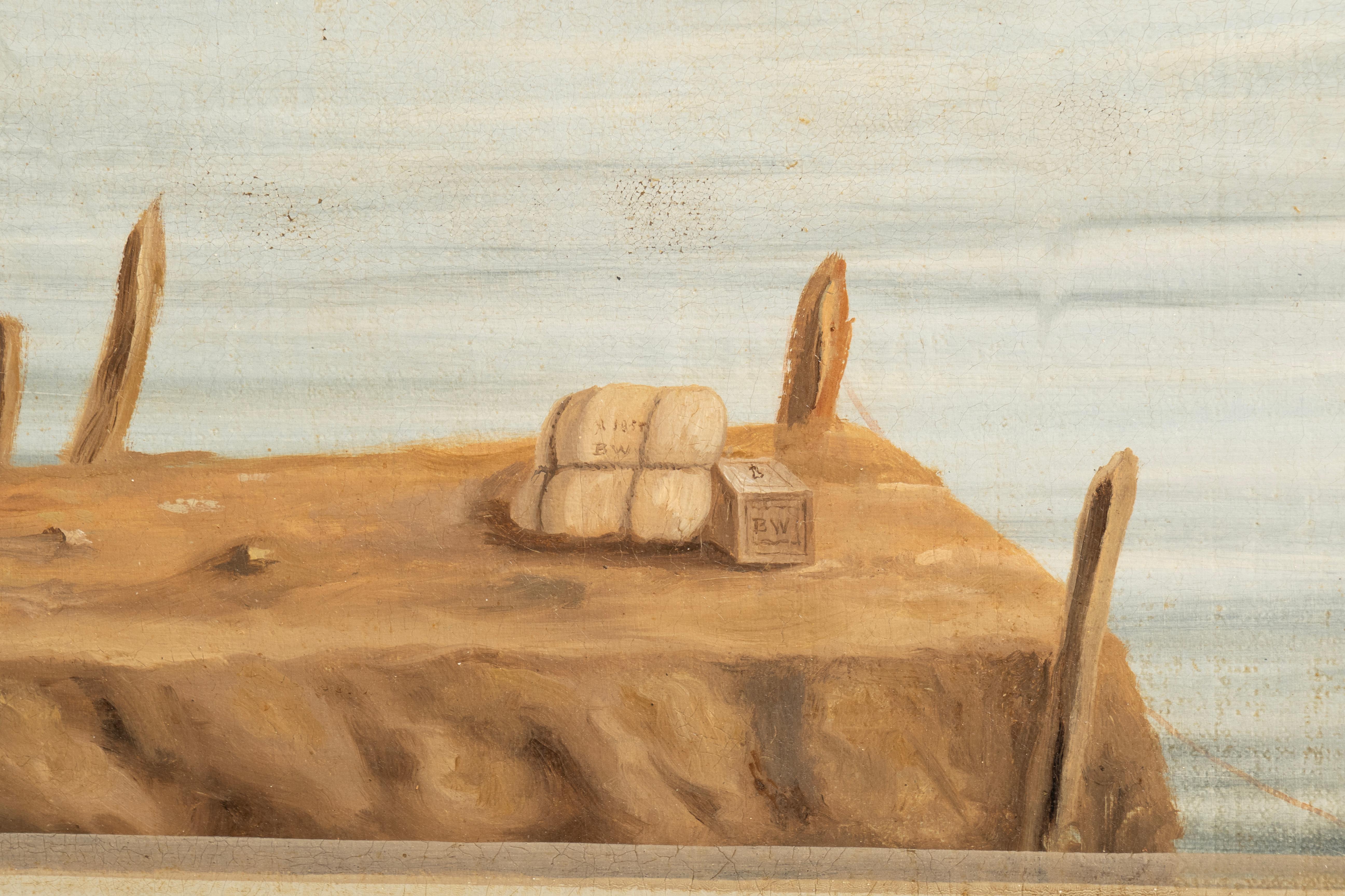 European Oil On Canvas Screen Of Land And Sea For Sale 7
