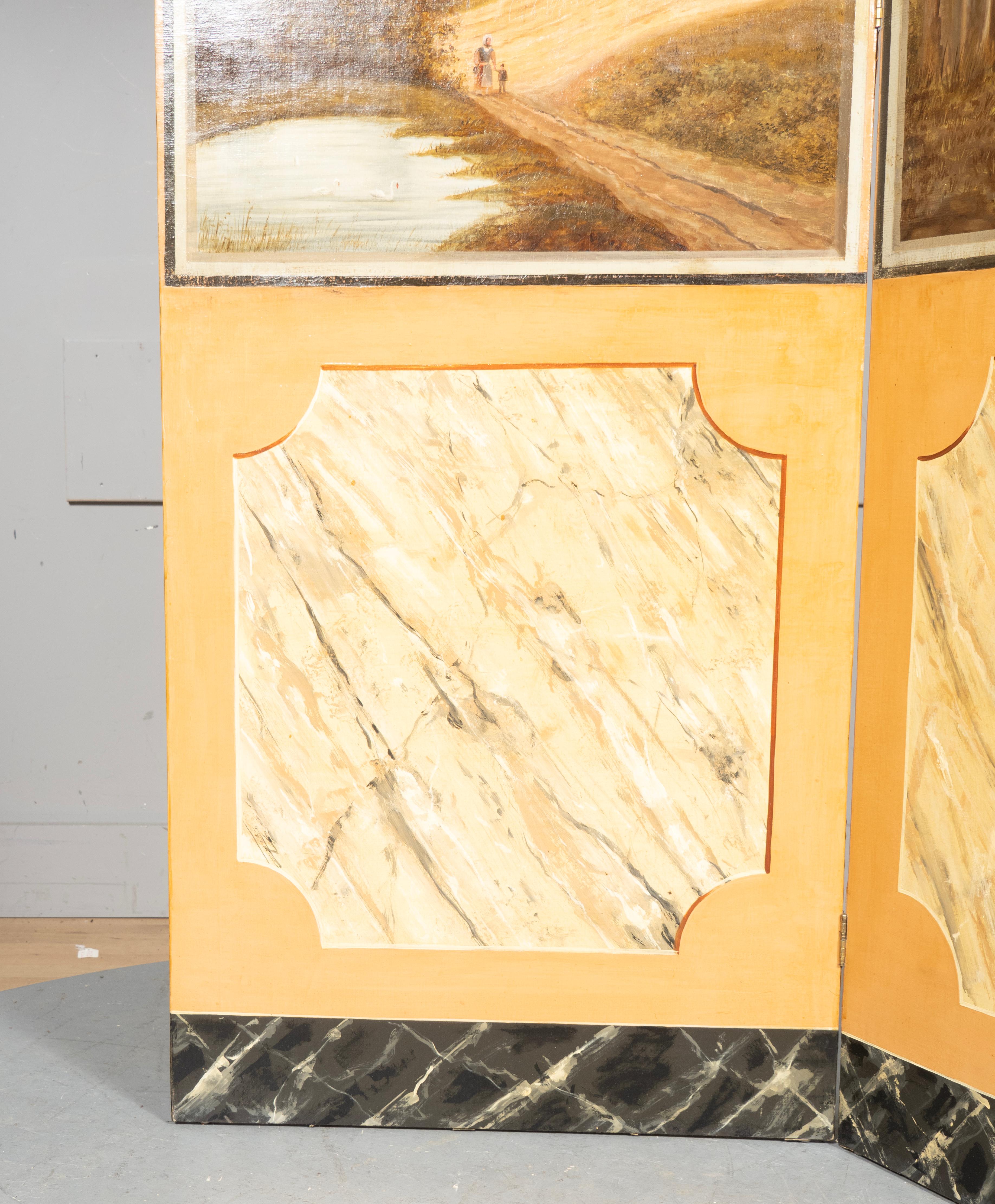European Oil On Canvas Screen Of Land And Sea For Sale 4