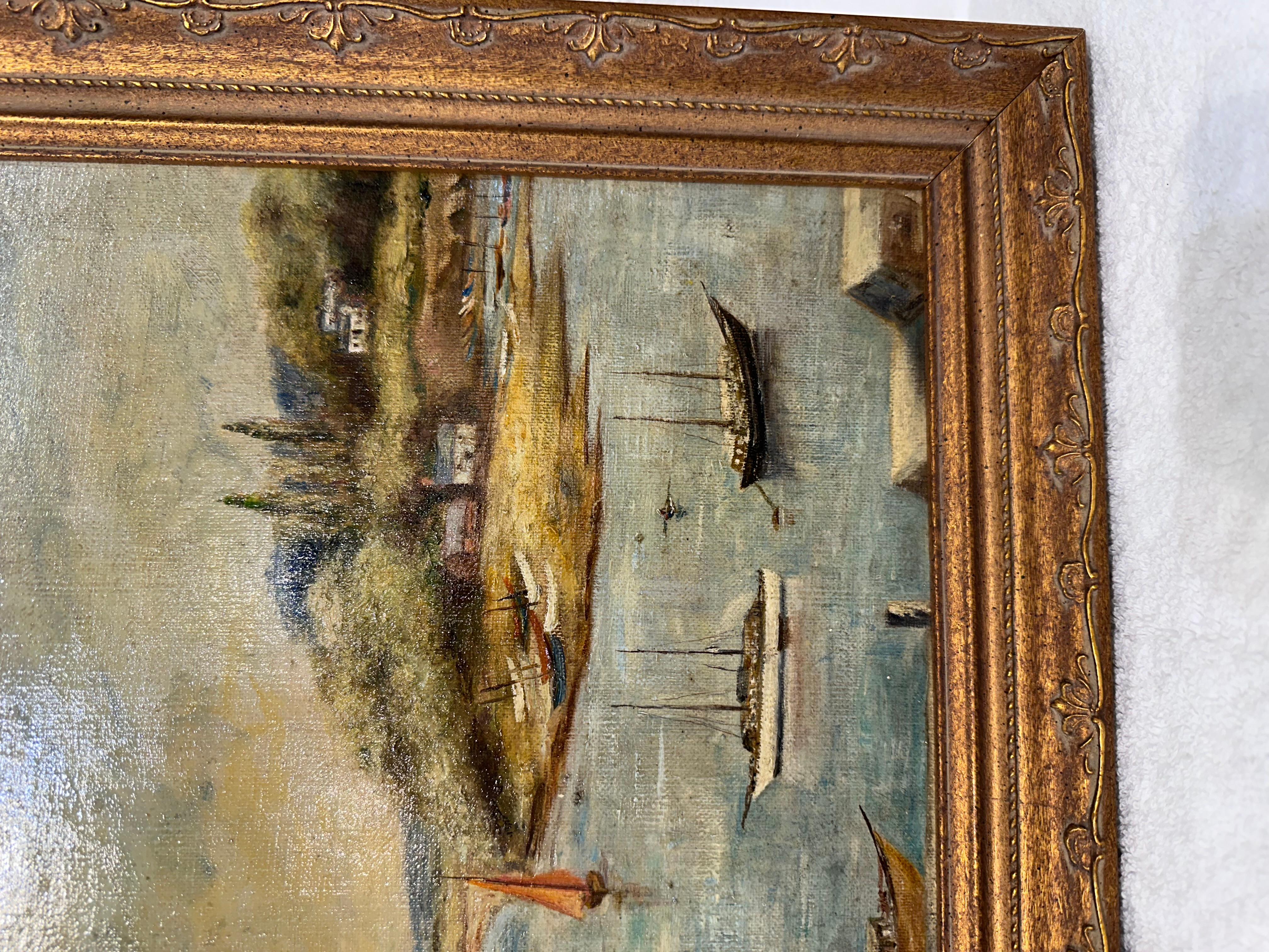 European Oil Painting on Board In Good Condition In Nashville, TN