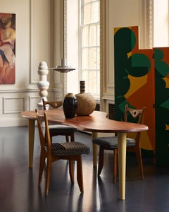 European Organic Shaped Cherry Wood Dining Table / Desk, circa 1980s